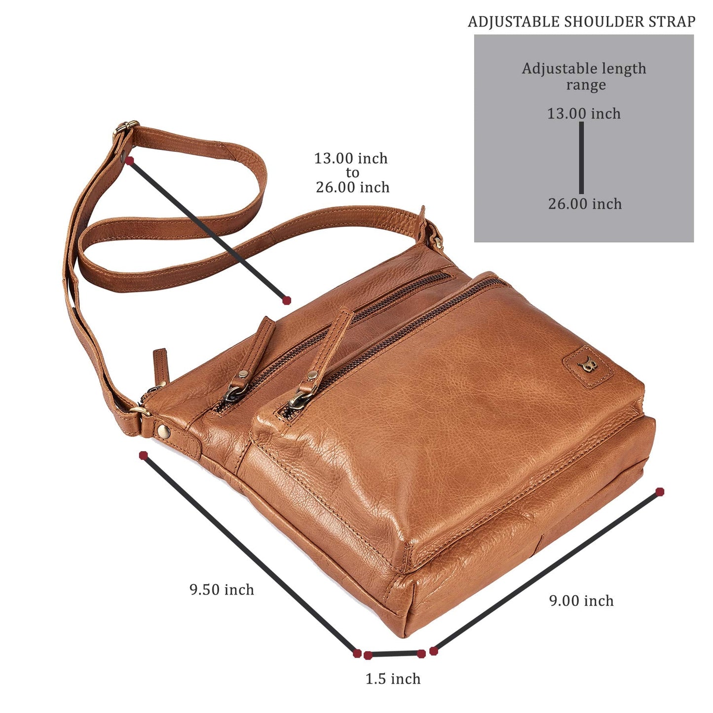 Wise Owl Accessories Small Crossbody Bags for Women Real Leather Purse & Handbags Crossover Over the Shoulder Pocketbook Handmade Gift (Cognac Multi-Wax)