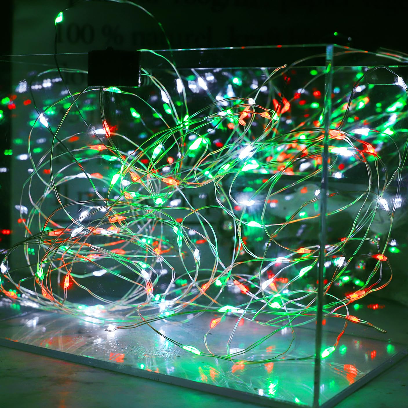 Christmas String Lights Red Green White Copper Wire, 4 Pack 400LED Fairy Lights Waterproof Twinkle Lights for Xmas, Bedroom, Garden, Patio, Outdoor Decor- Red White Green