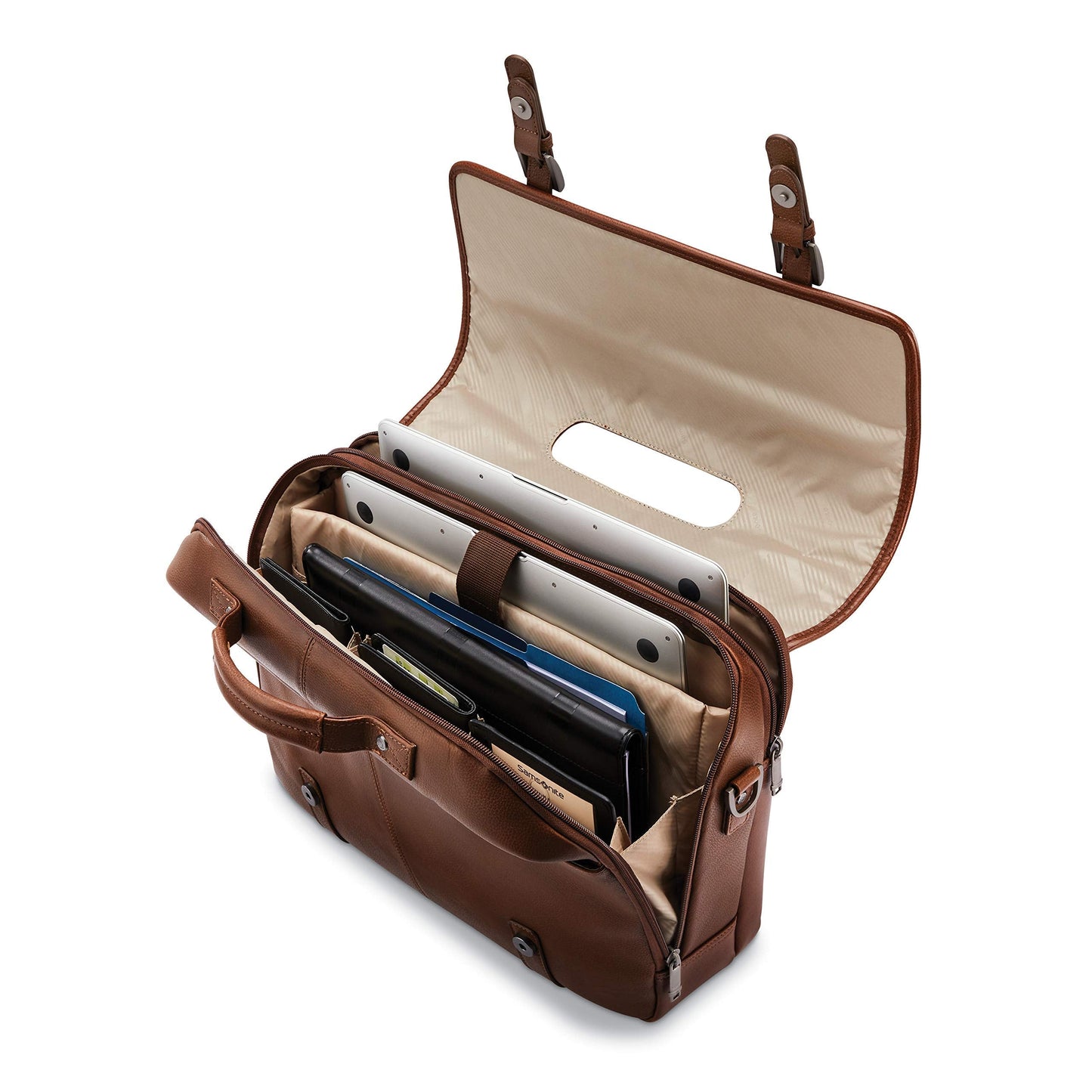 Samsonite Classic Leather Flapover, Cognac , One Size
