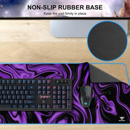 NPET N110 Extended Big Mouse Pad Large, XXL Gaming Mouse Pad Desk Pad, 35x17 inch Long Computer Keyboard Mouse Mat Mousepad with 3mm Non-Slip Base and Stitched Edge for Home Office Work, Dark Purple