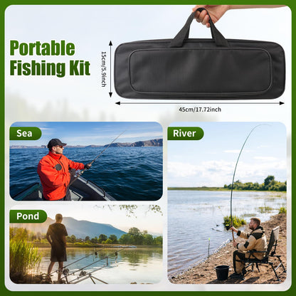 Fishing Rod Reel Combo - 2PCS 6.89ft Telescopic Fishing Poles 2PCS Spinning Reels Lures Set Fishing Pliers with Carrier Bag for Travel Saltwater Freshwater Gift Portable Fishing Pole Kit (Black 1)