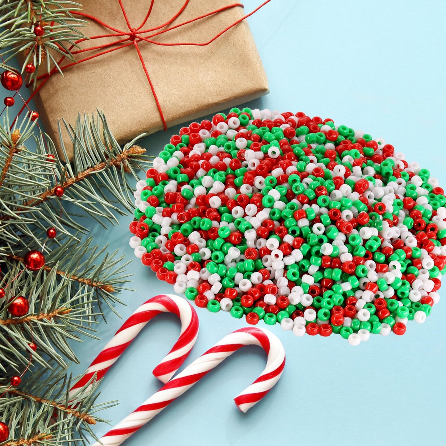Christmas Pony Beads for Bracelets Making Kit, (1200Pcs 6x9mm) Kandi Beads, Hair Beads for Braids, Craft Beads for Jewelry Making