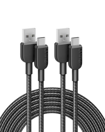 Anker USB A to USB C Cable, Charger Cord (2 Pack, 3FT), for iPhone 17 Series,Samsung Galaxy Note 10/S10+ S10, LG V30 (Black)