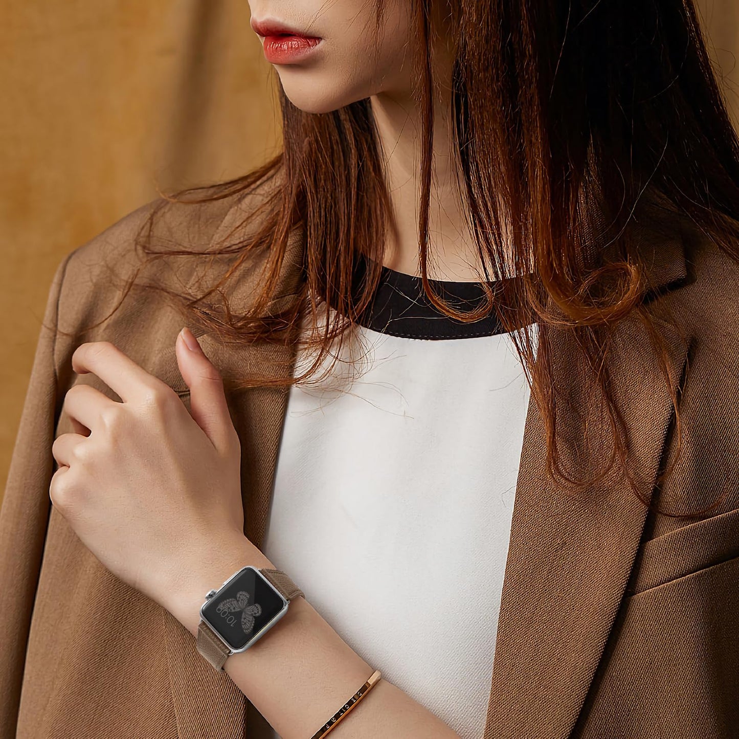 HANDODO Italian Genuine Leather Band Women for Apple Watch Series 11 10 9 8 7 6 5 4 3 2 1 SE SE2 Ultra 2/3, SGS Certified Dressy Bracelet Cute Strap for iWatch 42mm 44mm 45mm 46mm 49mm, Greige