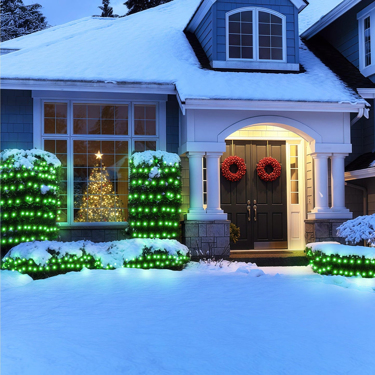 BlcTec Outdoor Christmas Lights 200 LED 8.4ft x 5.2ft Christmas Net Lights with 8 Modes, UL Certified, Timer, Connectable, Waterproof for Trees, Bushes, Shrubs, Yard Outdoor Xmas Decorations, Green