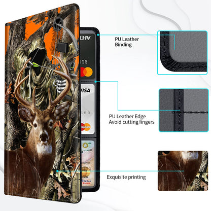 Car Registration and Insurance Card Holder, Premium Leather Vehicle Wallet Cover for Glove Box Car Organizer Drivers License / Cards / ID - Essentials Document Holder, Camo Camouflage Deer Hunter