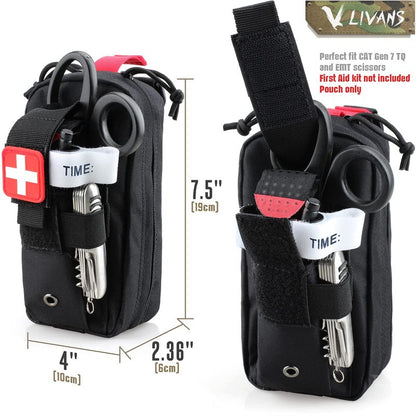 LIVANS Tactical MOLLE IFAK Medical Pouch, Rip-Away EMT First Aid Pouch Trauma Kit Everyday Carry Survival Bag Include Cross Patch((Pouch Only, First Aid Kits NOT Included)