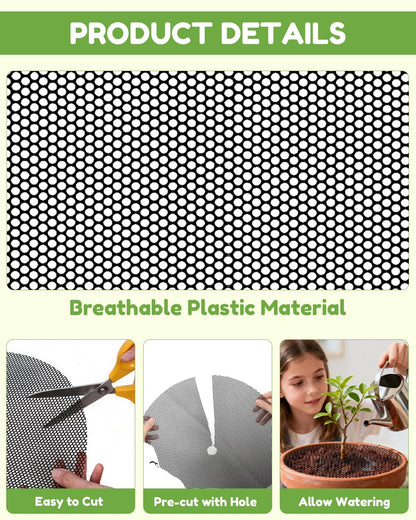 Ztzfacai 4 Pcs 15.7" Plant Pot Grids - Cuttable Plant Pot Soil Protector,Catproof Babyproof Flower Pot Grid Guard with 4 Nails,Indoor Potted Plant Protector,Animals Digging Stopper
