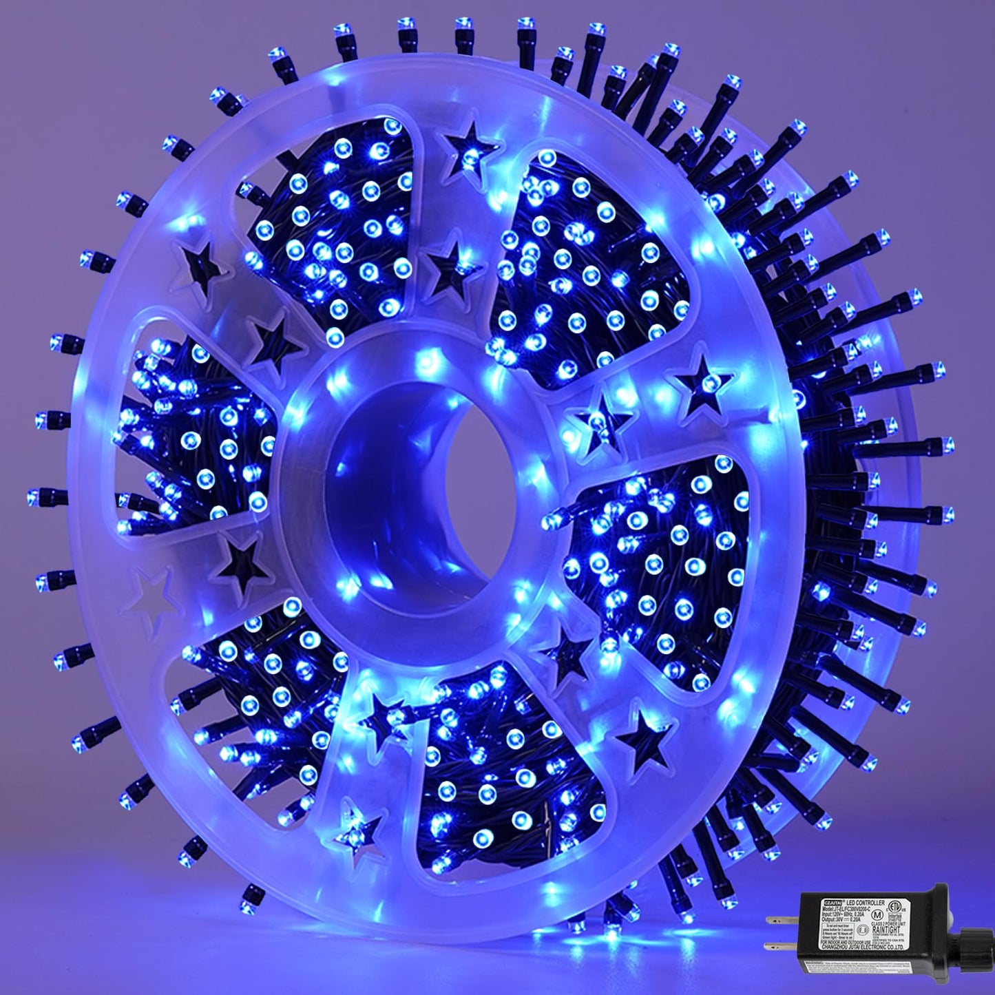 QITONG 500LED Blue String Lights, 165ft Christmas Lights Outdoor Waterproof with Plug in, Green Wire Twinkle Tree Lights Indoor with 8 Modes
