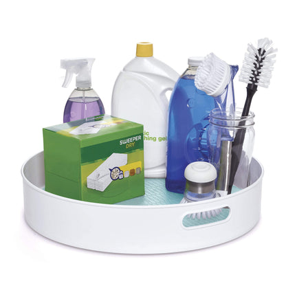 Copco Under-Sink Pantry and Cabinet Organizer, 18-Inch, Revolving Storage Solution, White and Gray