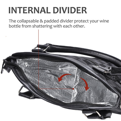 Tirrinia Insulated Wine Gift Carrier Tote - Travel Padded 2 Bottle Wine/Champagne Cooler Bag for Portable Wine Bottle Carrying Case, Women Men Wine Party Bag for Event,BYOB,Beach, Gift for Wine