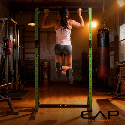 CAP Barbell Power Rack with Pull Up Bar & Attachments - Squat Rack & Strength Training Power Cage for Home Gym - Orange
