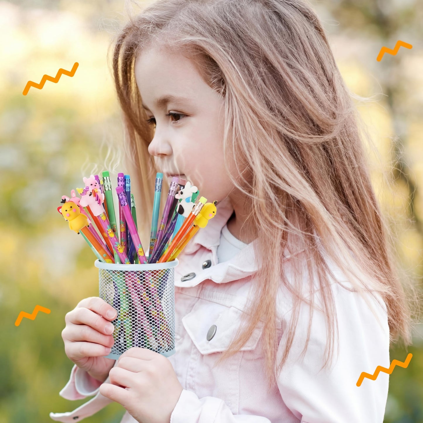 Ireer 60 Pcs Scented Pencils for Kids Animal Fruit Fun Smelly Pencils Bulk HB Graphite with 60 Pcs Cute Cartoon Toppers Gift for School Office Classroom Party Reward Supplies(Bright Style)