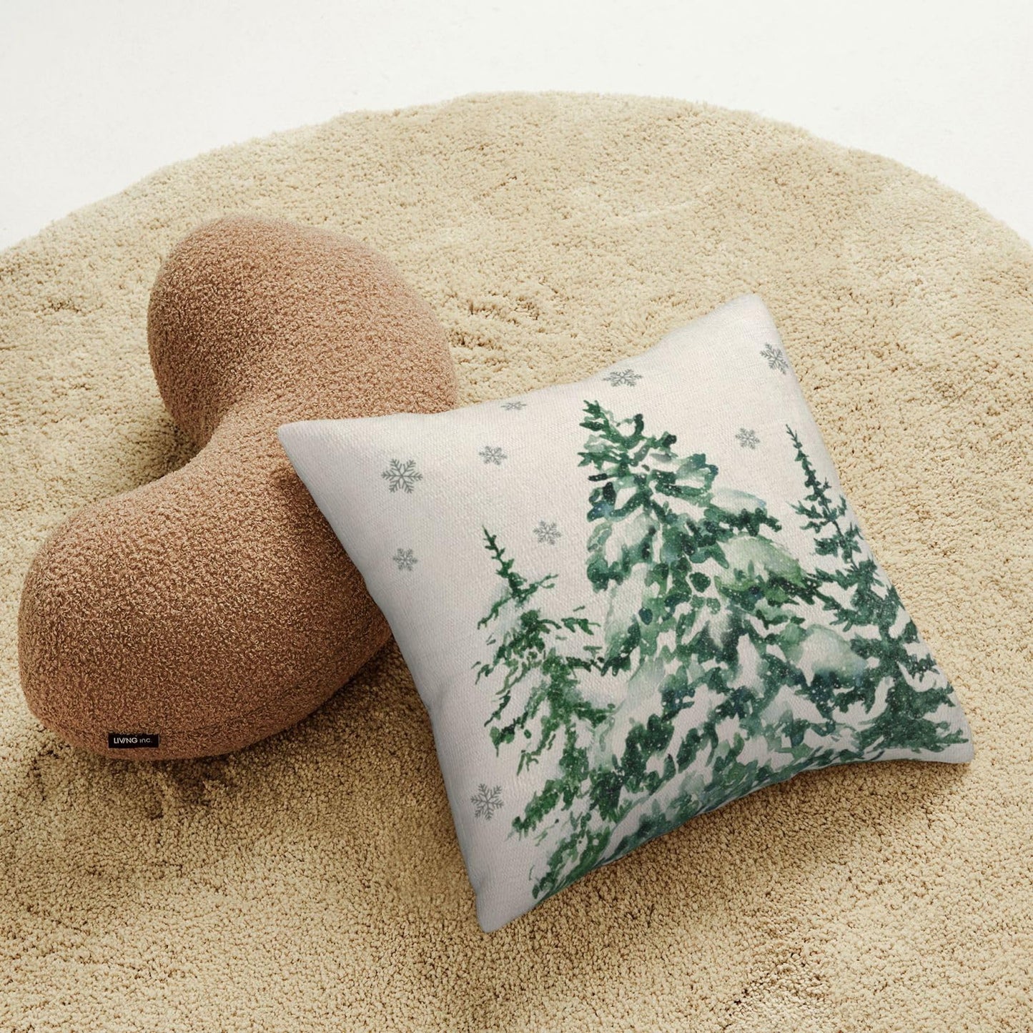 Sunshineyan Christmas Pillow Covers 18X18 Inch Set of 2 Forest Trees Christmas Decor Pillow Covers Green Throw Pillows Winter Christmas Cushion Cases Linen for Home Decor Sofa Couch Living Room