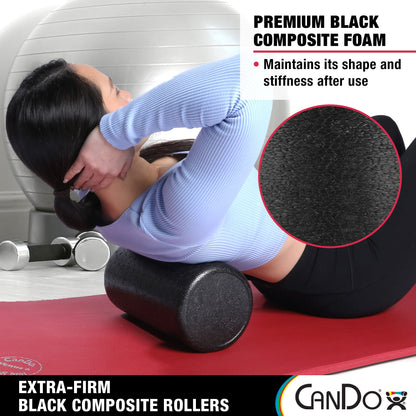 CanDo Black Composite High-Density Roller, Half-Round, 6"" X 36