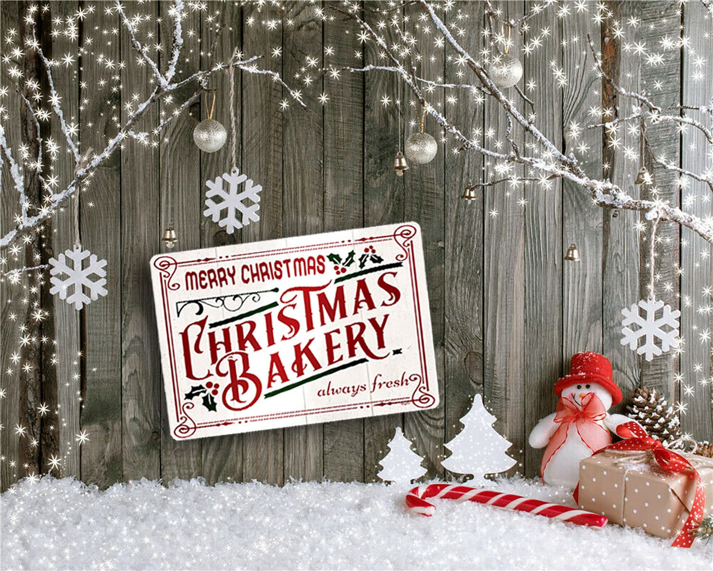 Christmas Bakery Always Fresh Tin Sign Christmas Decor for Kitchen Cafe Bar Home Wall Decor Art Decoration Plaque 8x12 Inch