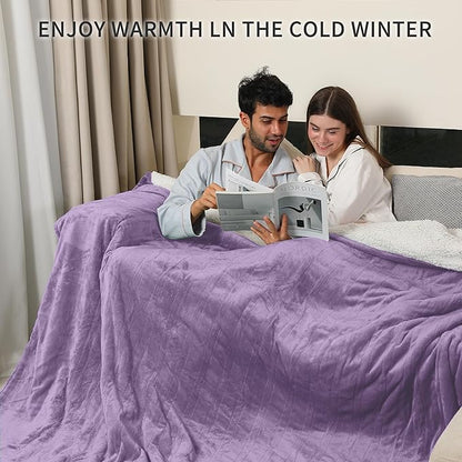 Heated Blanket Electric King Size, Soft Heated Electric Blanket, Machine Washable Heated Blanket with Dual Control 5 Heating Levels & 10 Hours Auto Off, Fast Heating, 100" x 90", Lavender Violet