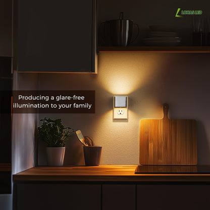 L LOHAS LED Night Lights Plug into Wall,[2-Pack] Plug in Night Light with Dusk to Dawn Sensor,Brightness Adjustable,3000K Warm White,Dimmable Nightlight for Adults Bathroom Hallway Kitchen