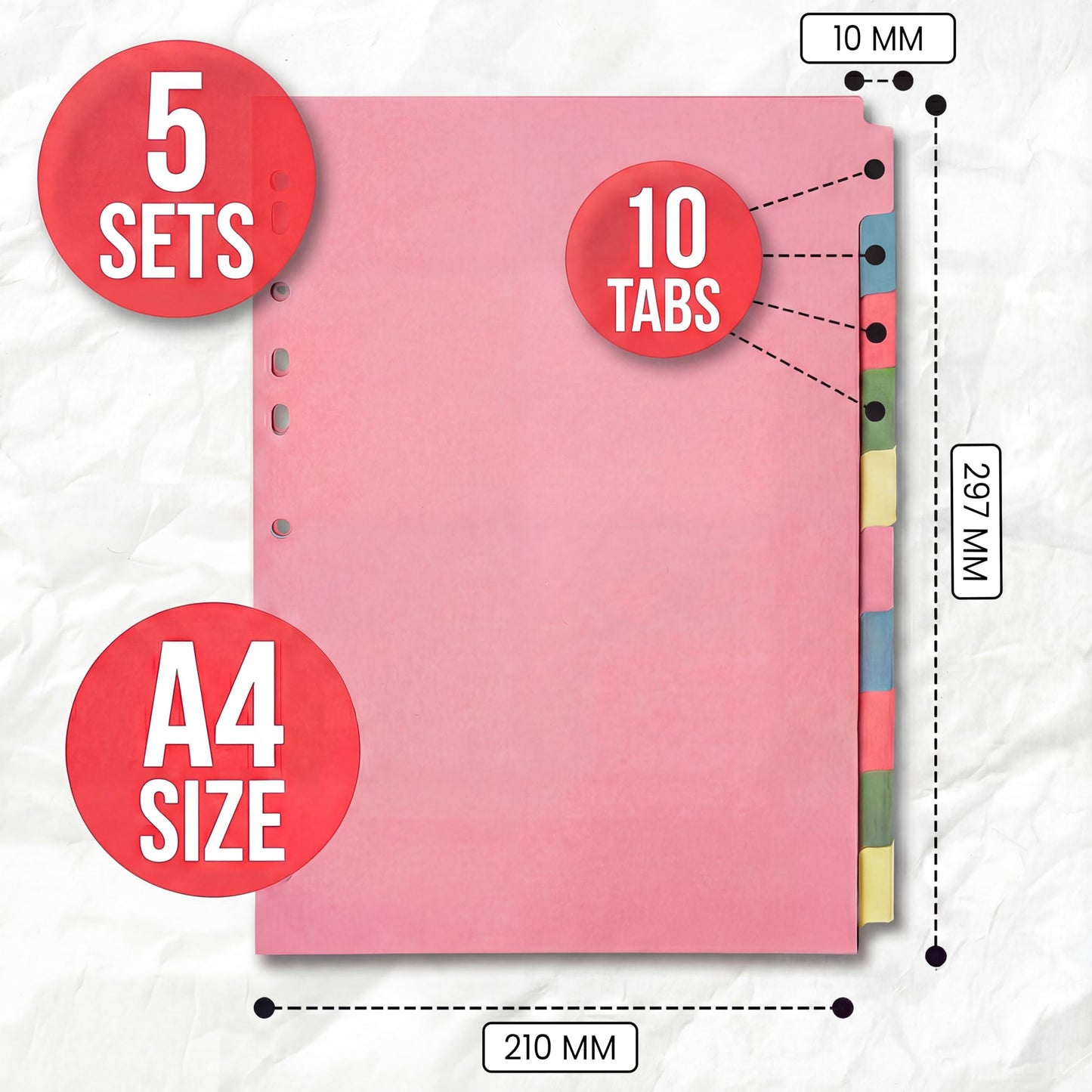 10 Tab Dividers for 3 Ring Binder – 10 Dividers Set with Tabs, Perfect for Organizing Documents, Binder Tab Dividers for Easy Filing (5 Pack)