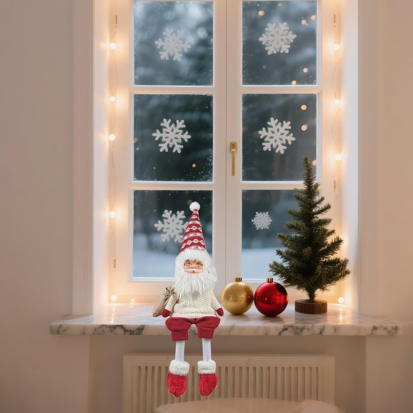 Dedrian11 Sitting Santa Claus Decor 24’’ Shelf Sitter Christmas Figurine with Dangling Legs, Plush Santa for Mantel Fireplace Tabletop, Poseable Arms, Weighted Bottom