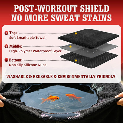 TESFEEL 550g Heavy Duty Towel Car Seat Cover, Waterproof Sweat Protector for Post-Gym & Beach, Non-Slip Microfiber Bucket Seat Mat for Sedans SUV Minivans, Machine Washable (Black, 1-Pack)