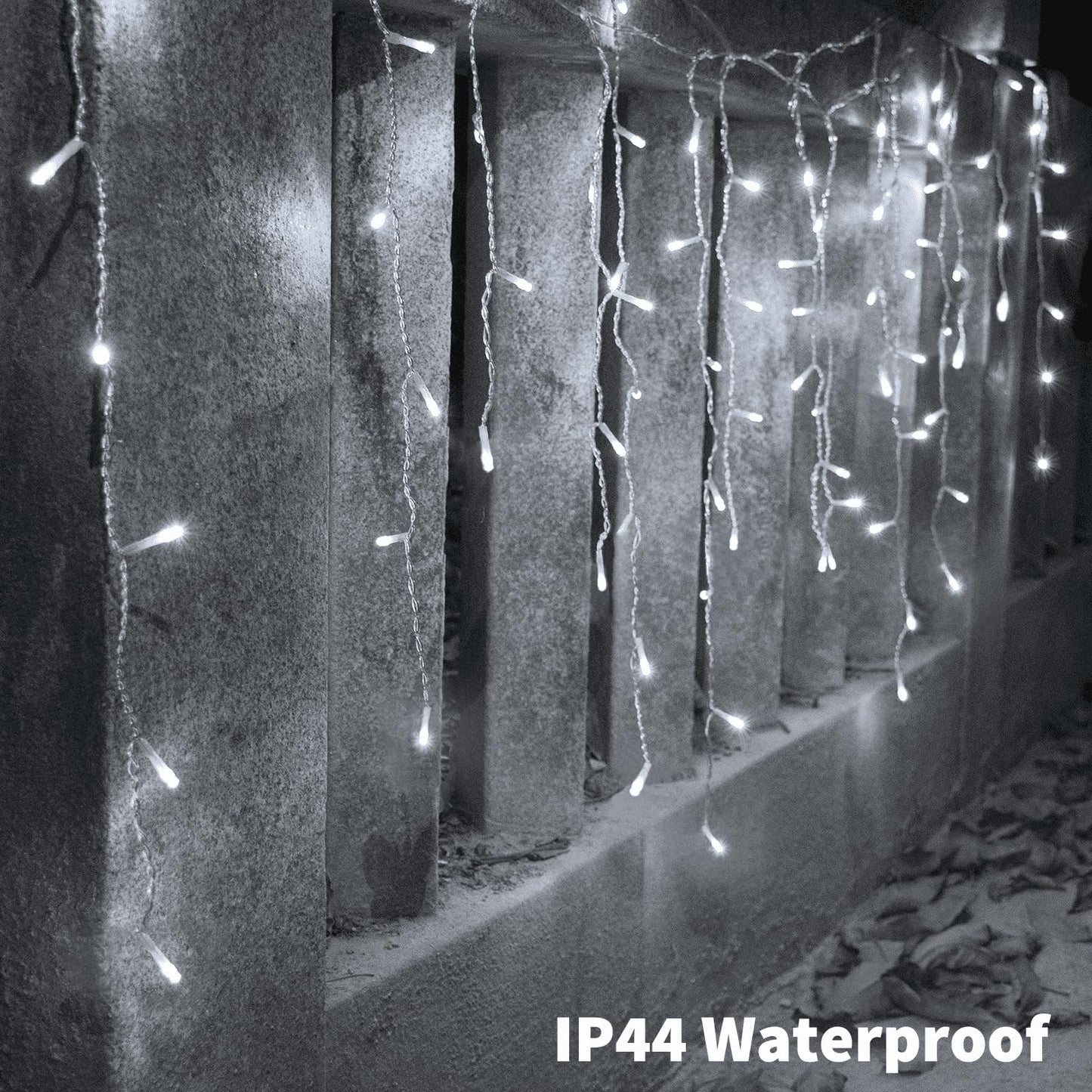 YOLIGHT 33ft 384 LED Icicle Christmas Lights with 72 Drops, Outdoor Icicle Light with Remote, 8 Modes Twinkle Window Curtain Lights for Wedding Party Home Garden Room Roof Decoration (White)