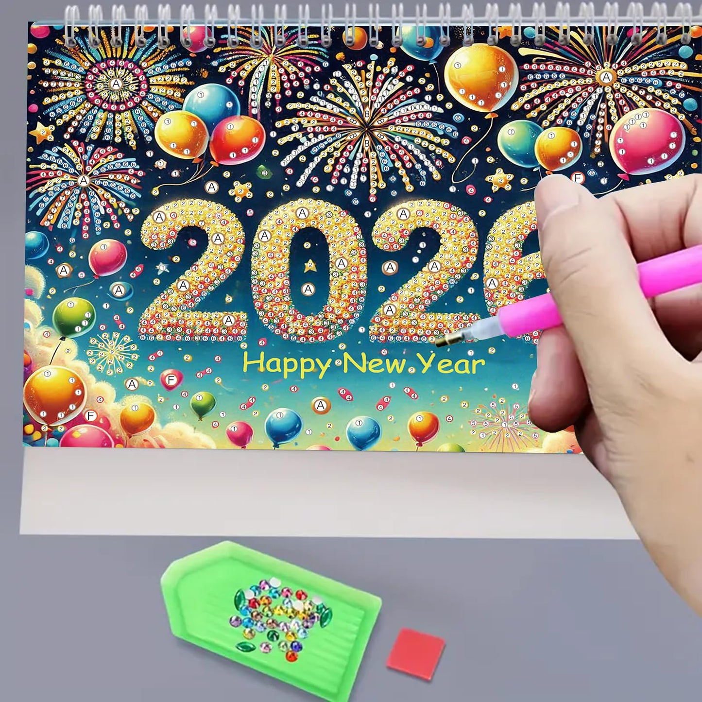 DIYDeligths Diamond Art Painting Desk Calendar 2026 Monthly Flip Tabletop Calendar Kit for Home Office Planning Desktop Ornament DIY Craft Gift (2026-B)