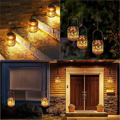 Butterfly Solar Lanterns Outdoor Hanging, Waterproof Metal Solar Lights Outside for Garden Porch Yard Patio Pathway Tabletop Landscape Decor, LED Lantern Gifts for Women Mom Grandma