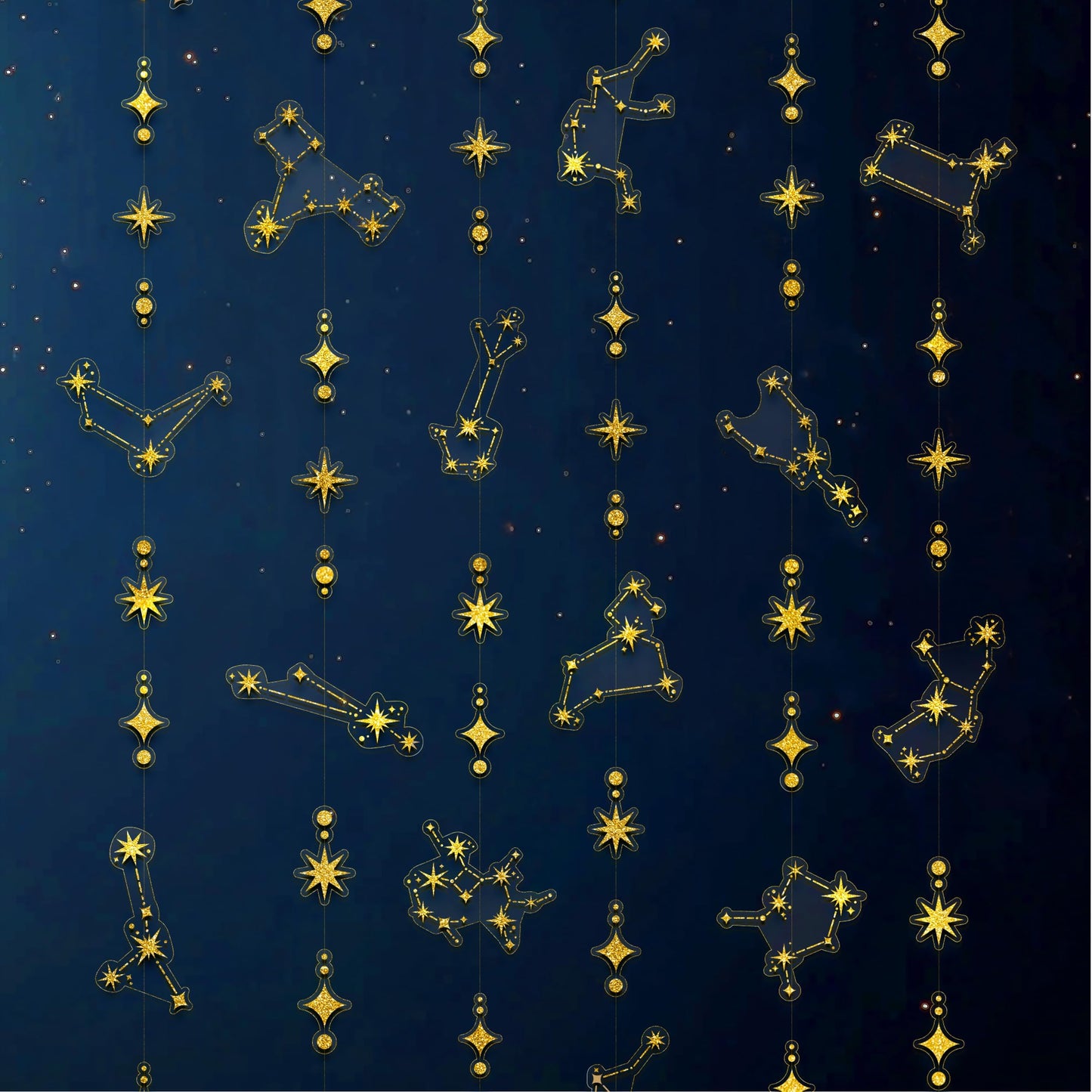 Cheerland Glitter Celestial Party Decorations Constellation Birthday Decoration Star Garlands Witchy Backdrop Astrology Decor Zodiac Theme Banner Hanging Stars Streamer Galaxy Party Suppplies (Gold)