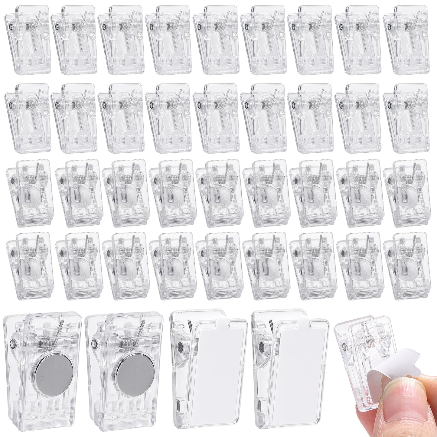 50Pcs Tapestry Hangers Include 25 Self Adhesive Clips 25 Magnetic Clips Tapestry Wall Clip for Hanging Photo Poster Home Office Decorations