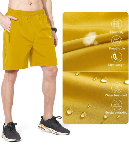 NORTHYARD Men's Athletic Running Shorts Quick Dry Workout Shorts 7"/ 5"/ 9" Lightweight Sports Gym Basketball Shorts Hiking Exercise Yellow 2XL