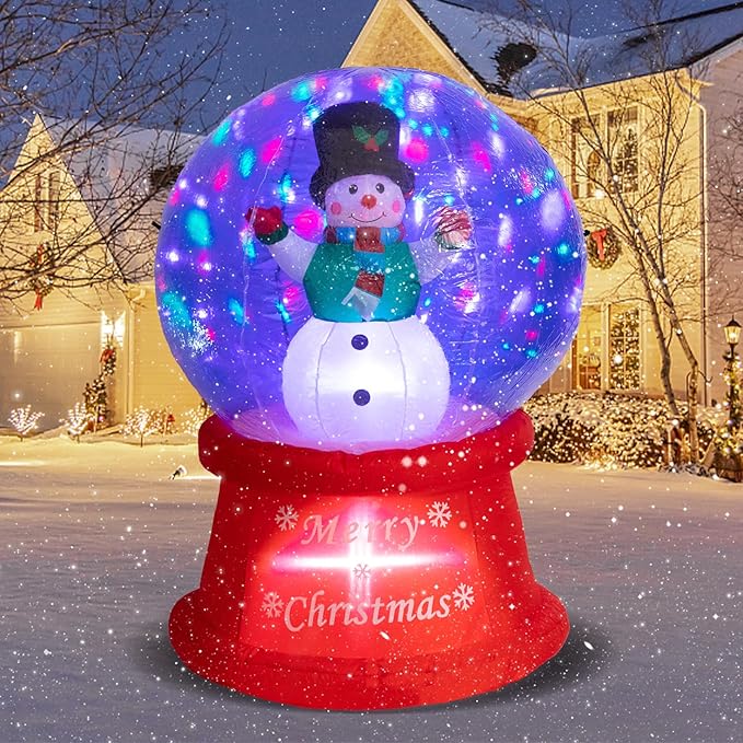 5 FT Tall Christmas Inflatables Outdoor - Snowman in Snow Globe with Rotating LED Lights, Christmas Blow Up Yard Decoration Holiday, Party, Xmas, Yard, Garden Decor