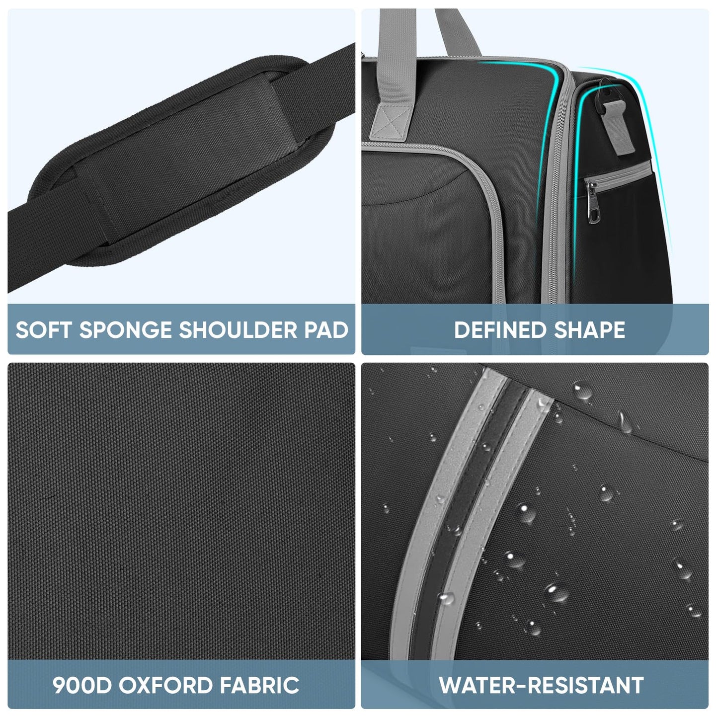 BALEINE Travel Garment Bag, Travel Suit Bag for Men, Water Resistant Carry on Garment Bag for Hanging Clothes, Garment Duffel Bag for Travel Business (Black-Convertible)