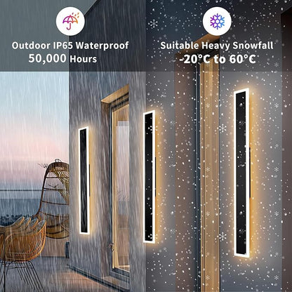 2 Pcs Modern Outdoor Wall Lights 47.2inch Dimmable 3000K-6000K with Remote Control Waterproof IP65 Exterior Long Wall Sconce for House Garage Patio