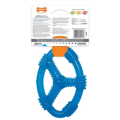 Nylabone Spin Tug & Play Puppy Chew Ring Toy, Toys for Teething Puppies, Peanut Butter Flavor, Blue, Medium - Up to 35 lbs, 1 Count