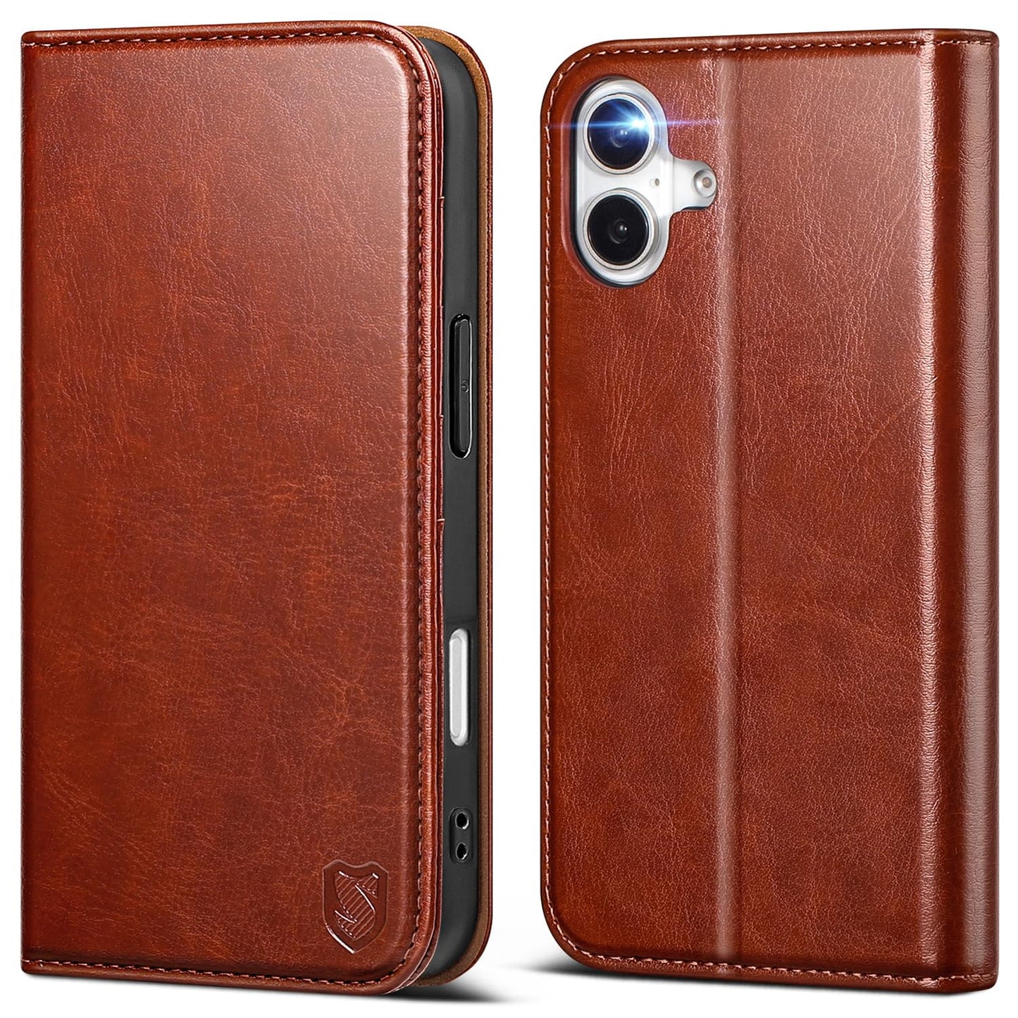 Scutumate Compatible with iPhone 17 Case Wallet with Card Holder [4 Card Slots] Kickstand [RFID Blocking] PU Leather Phone Case Flip Folio Protective Cover TPU Shockproof,for Apple 17 6.3",Brown