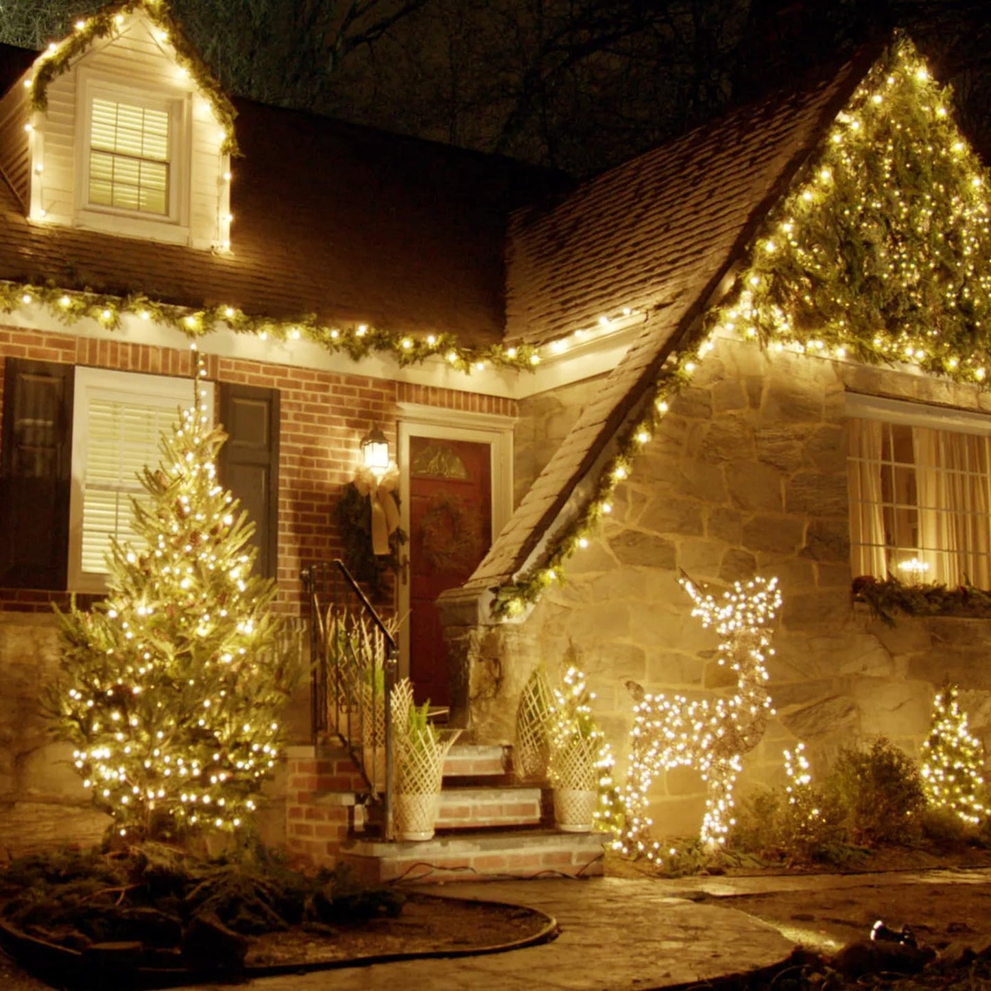 300 LED Warm White String Lights - 36FT Plug-in Outdoor & Indoor Fairy Lights with Remote, Timer & 4 Brightness Levels - Waterproof Patio Bedroom Christmas Wedding Decorative Lights,Green Wire