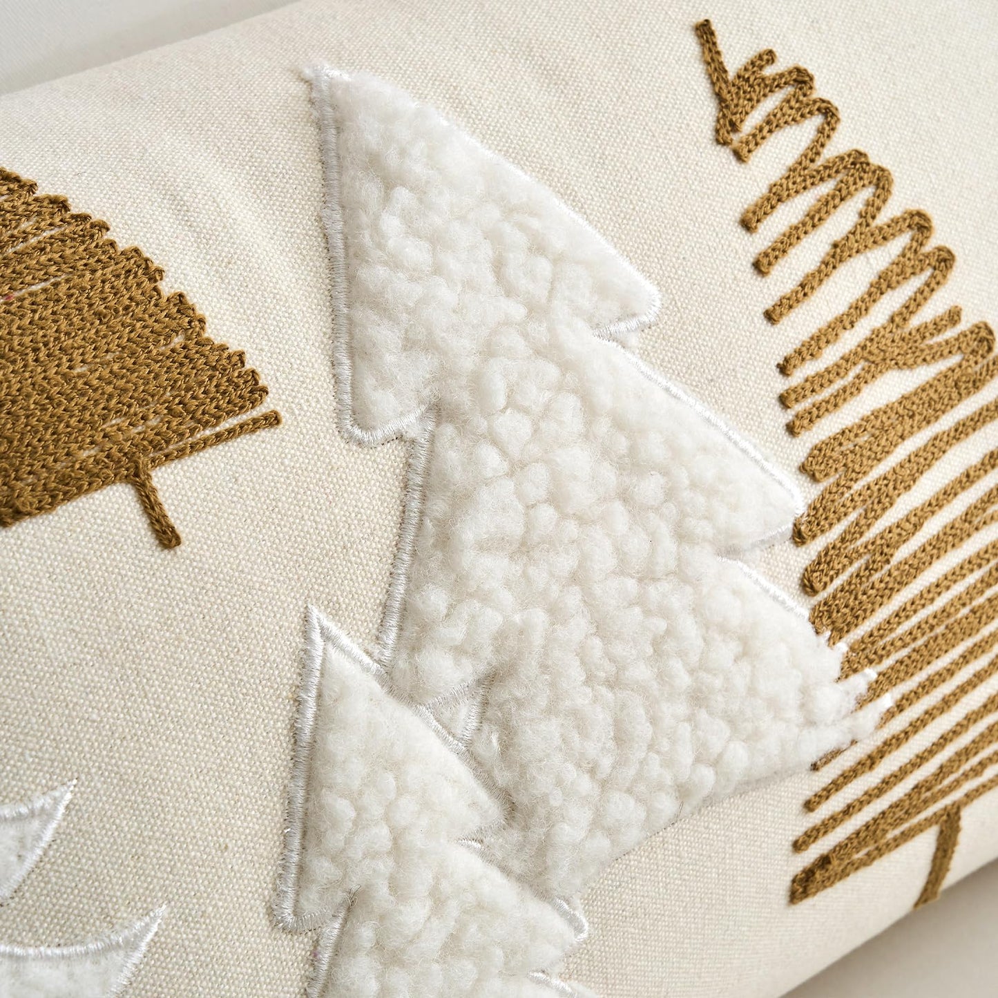 TAJWE Christmas Pillow Cover 12x20 Inch Soft Cute Pellet Embroidery Trees Decorative Pillowcase with Tassel Farmhouse Xmas Winter Holiday Lumbar Cushion Case for Sofa Couch Home Decor