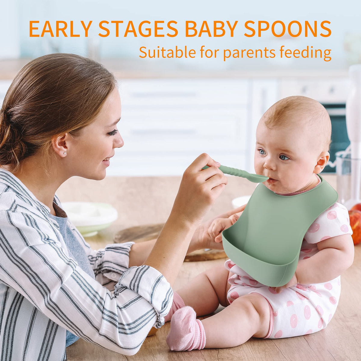 ME.FAN Silicone Baby Feeding Spoons [6 Pack] - First Stage Infant Spoons, Training Spoon for Self Feeding Babies and Toddlers