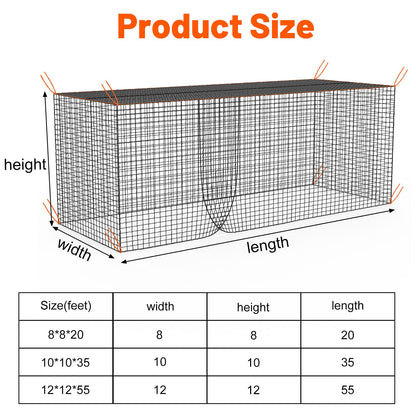 Batting Cage Net, 10x10x35 ft Heavy Duty Enclosed Batting Net With Door, Only Net, No Poles and Frame, Professional Softball Baseball Nets for Batting and Pitching, Batting Cages for Backyard