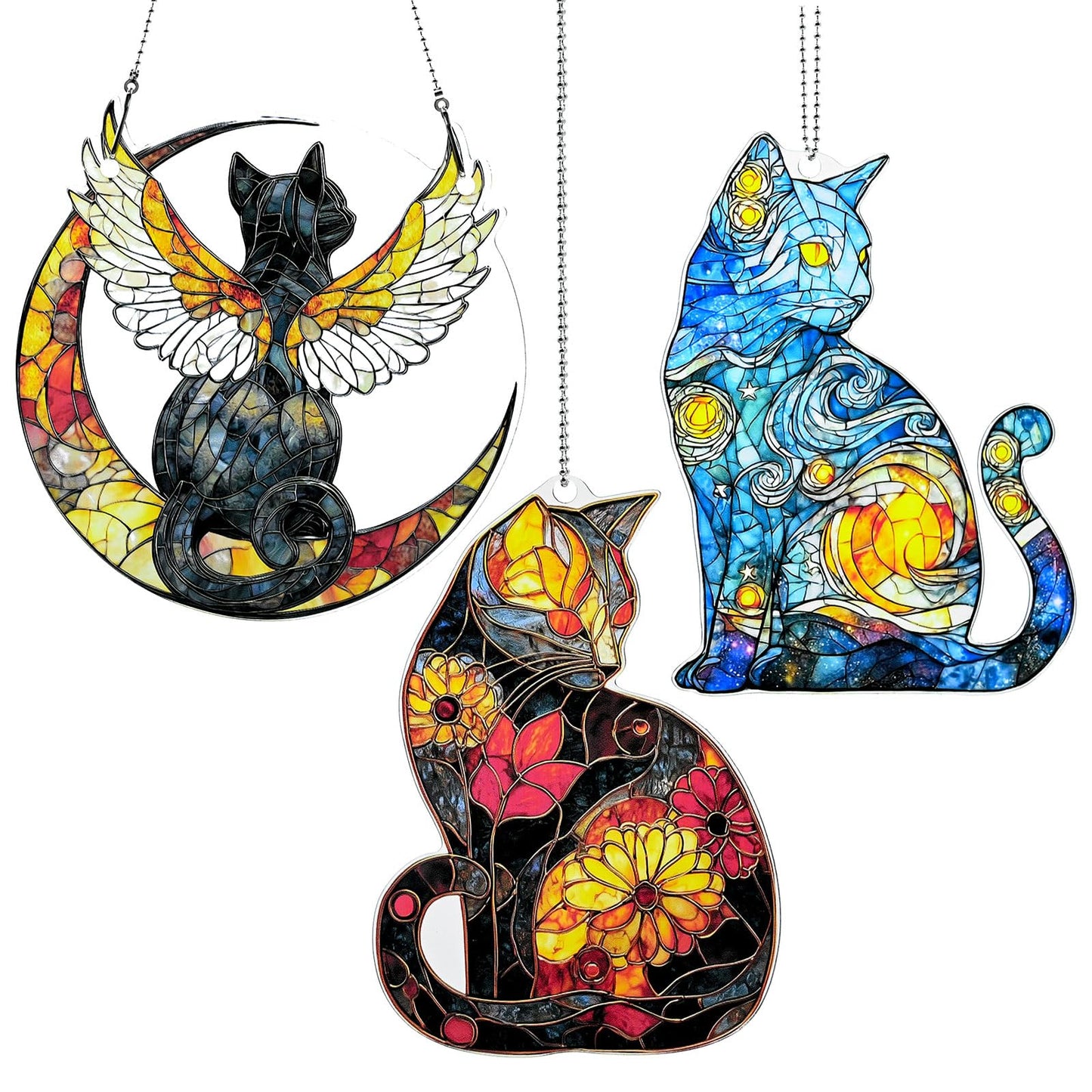 Cat Ornament Acrylic Suncatcher Window Hanging Wall Decor for Indoor Outdoor Doors Home