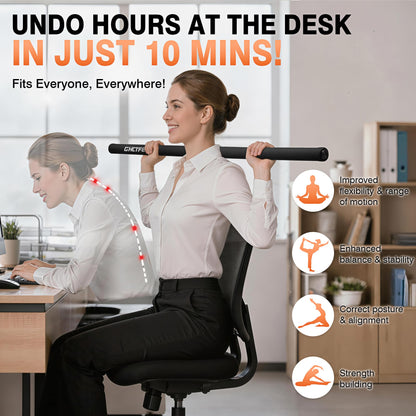 GHCTFE Adjustable Yoga Stick for Stretching & Balance, Upgraded Workout Pilates Equipment for Back Posture Corrector, 4-Section Steel Mobility Bar for Flexibility, Physical Therapy, Exercise Training