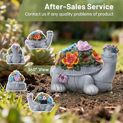 Solar Turtle Statue, Outdoor Figurine Decorations Ornament Lamps for Outside Yard, Lawn, Patio, Porch, Balcony, Housewarming Birthday for Mom Women Grandma