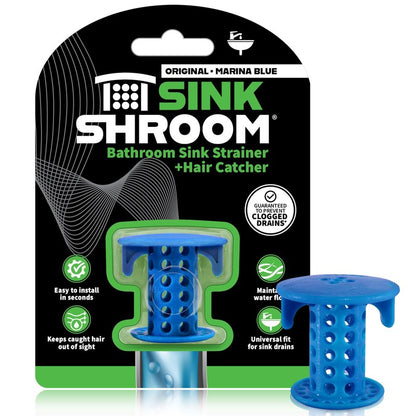SinkShroom SSBLU988 Sink Drain Protector Hair Catcher/Strainer/Snare, Blue