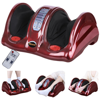 H&B Luxuries Shiatsu Foot Massager Machine with Remote Controller, Kneading and Rolling Home Massagers for Feet, Ankle, Calf, Leg, Ideally for Men, Women, Father, Mom Parents and The Elderly, Red