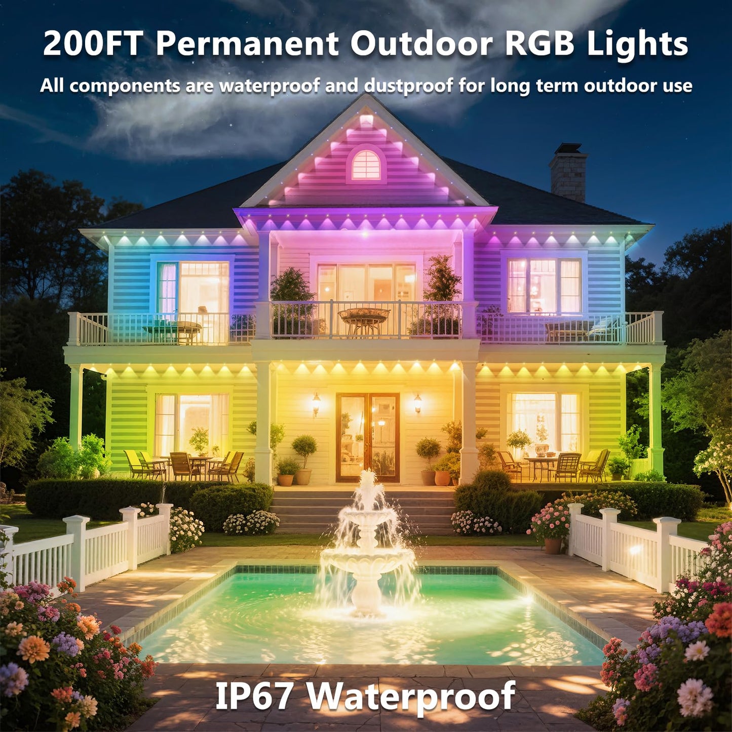 CETELUMA 200FT Permanent Outdoor RGB Lights - Waterproof Smart LED Eaves Lights with App/Remote Control, Music Sync & DIY Scenes, Perfect for Christmas, Halloween, Parties & Daily Decor