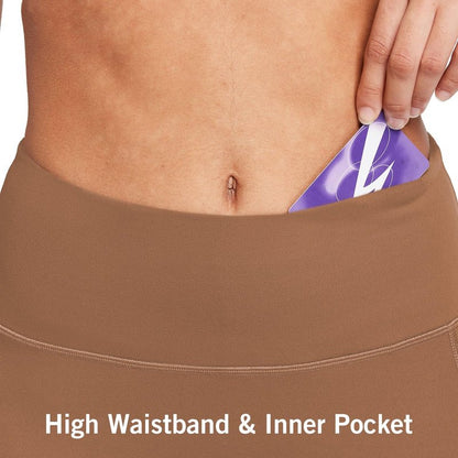 baleaf Biker Shorts Women Yoga Gym Workout Spandex Running Volleyball Tummy Control Compression with Pockets Soft 5" Brown S
