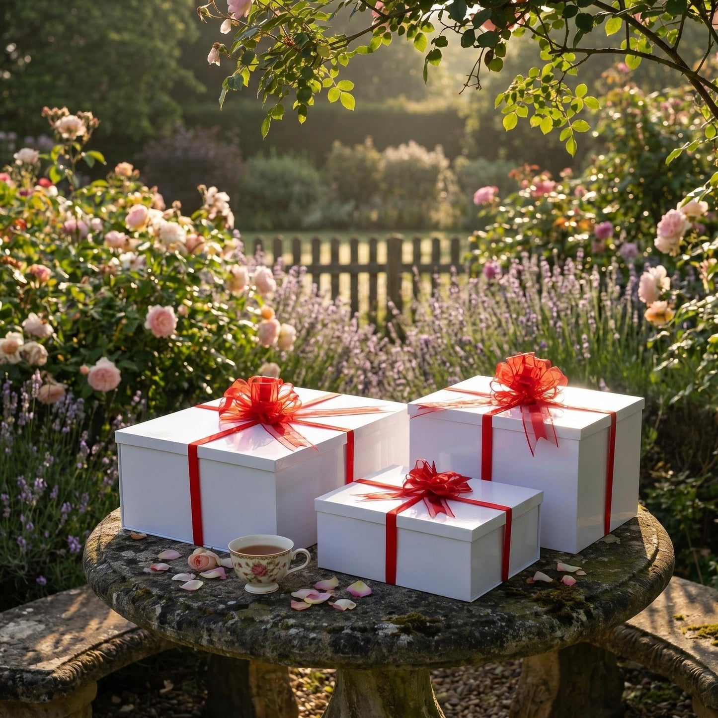 UoeRing White Extra Large Gift Box 2Pcs 22x17x9 inch,luxury Gift Box with Lid for Presents Birthday Christmas Valentine's Day (Contain Pull Bows,Card,Envelope,Filler)