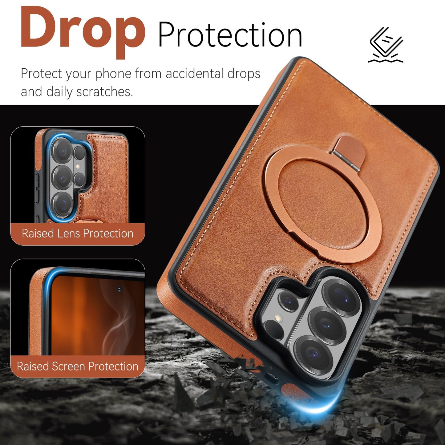 CHEEWADA for Samsung Galaxy S26 Ultra Case with Stand Compatible with Magsafe, Slim PU Leather & Rubber Drop Proof Magnetic Kickstand Protective Phone Cases Cover for Galaxy S26 Ultra 6.9", Brown
