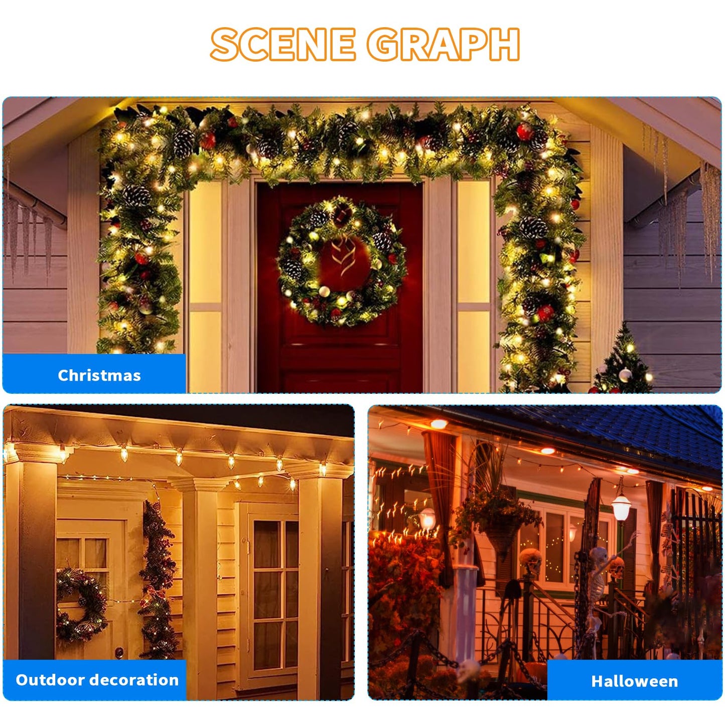 CHYParty 12 Pack C7 LED Christmas Bulbs, E12 Candelabra Base, 0.6W Warm White Dimmable Clear - Halloween Light Bulbs for Indoor/Outdoor String Lights, Patio Party Wedding Xmas Tree Replacement